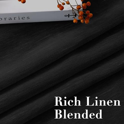 H.VERSAILTEX Black Linen Sheer Curtains 72" 2 Panels Grommet - color: Black, size: 52"W x 72"L (Pack of 2)