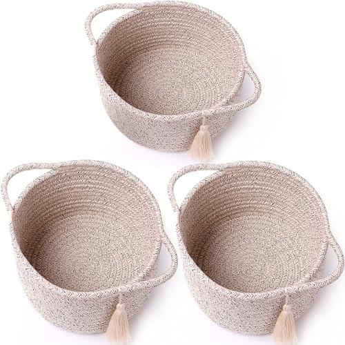 3-Pack Small Gift Basket Empty to Fill, Gift Bag & Ribbon, Natural Beige - color: Warm Brown, size: 3 Pack
