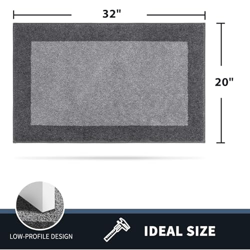 PURRUGS Dirt Trapping Indoor Door Mat, 20" x 32", Light Grey & Grey - color: Light Grey & Grey, size: 20" X 32"