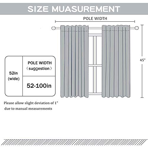 DUALIFE White Sheer Curtains 45 Inch Length,Linen Look Semi Sheer Curtain Drapes for Living Room Bedroom Nursery Kitchen Bathroom,Privacy Voile Window Treatment Panels,White,52 x 45 Inches,Set of 2 - color: White, size: 45"W x 52"L (Pack of 2)