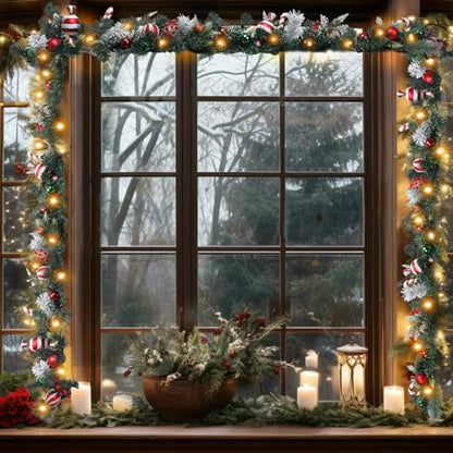 DREAM GARDEN 6 FT Lighted Christmas Garland for Front Door