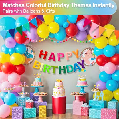 Pre-Strung Felt Happy Birthday Banner Rainbow Garland Set - color: Colorful