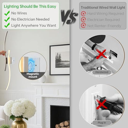 Wireless Wall Sconces Set of Two, Dimmable, 3CCT, Up to 65H Runtime - color: Nickel, size: 39.3 inches (2 Pack)