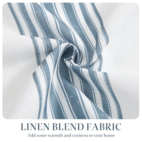 jinchan Linen Balanced Stripe Valances for Window 16 inch,Blue,1 Panel - color: Balanced Stripe | Blue, size: 50"W x 16"L (Pack of 1)