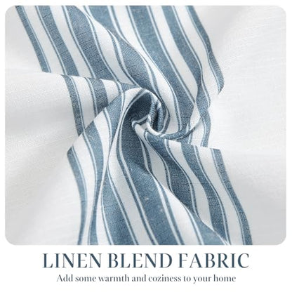 jinchan Linen Balanced Stripe Valances for Window 16 inch,Blue,1 Panel - color: Balanced Stripe | Blue, size: 50"W x 16"L (Pack of 1)