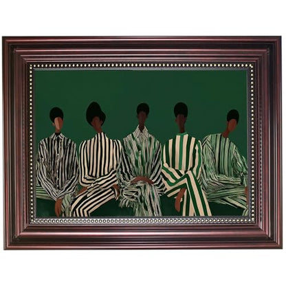 Dark Brown Framed African American Woman Canvas Wall Art 12x16 in - color: 5Green Abstract Woman, size: 16"L x 12"W