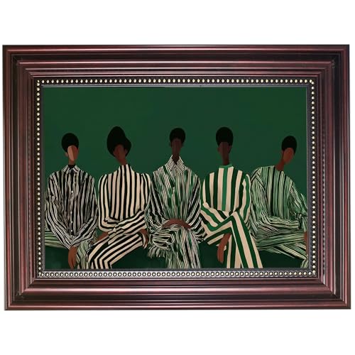 Dark Brown Framed African American Woman Canvas Wall Art 9x11 in - color: 5Green Abstract Woman, size: 11"L x 9"W