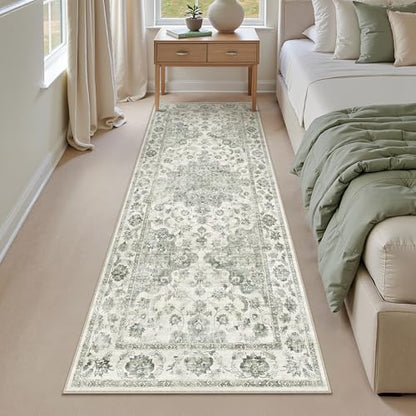 Washable Neutral Green Kitchen Runner Rug Set of 3 - color: Neutral | Green, size: 20"x32"+20"x48"+30"x50"