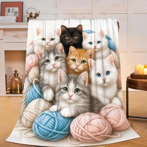 Cat Blanket Cute Cat Gifts for Women Girls Throw Blanket for Cats Lovers Fleece Fuzzy Soft Flannel Cats Plush Warm Bedding Stuff for Kids Adults 40 x 50 Inch - color: Cat, size: 50"x40"