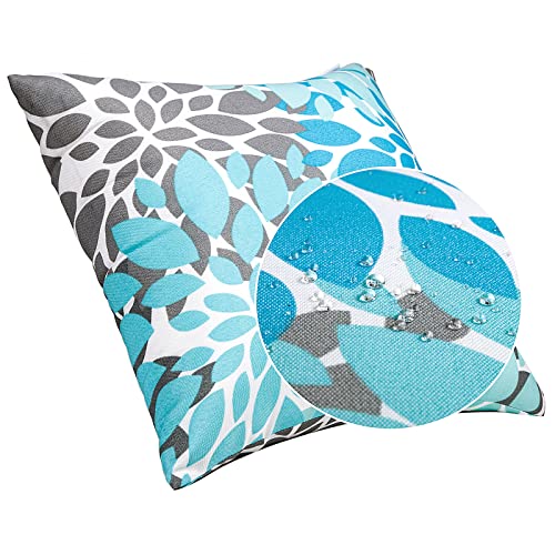 JMGBird Outdoor Throw Pillows Waterproof Outdoor Pillows for Couch - color: Light Blue With White