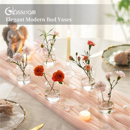 Glasseam Bud vases Set of 6: Glass Vases for Centerpieces Modern Small Vases for Home Table Shelf Wedding Party Decoration - Clear Vase for Flowers Stem Roses Tuilps Cuttings - size: 6Pcs