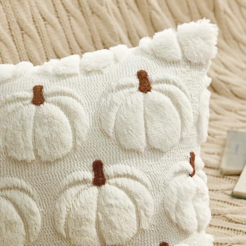 MIULEE Fall Pumpkin Pillow Covers Fall Decor Cream White Brown Stem 12x20 - color: Cream White Brown Stem, size: 20" x 12" (Pack of 2)