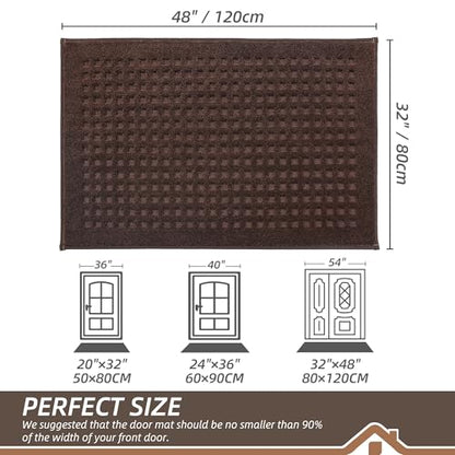 BEQHAUSE Dirt Trapper Door Mats 32"x48", Non Slip Washable, Dark Brown - color: Dark Brown, size: 32" X 48" (Rectangular)