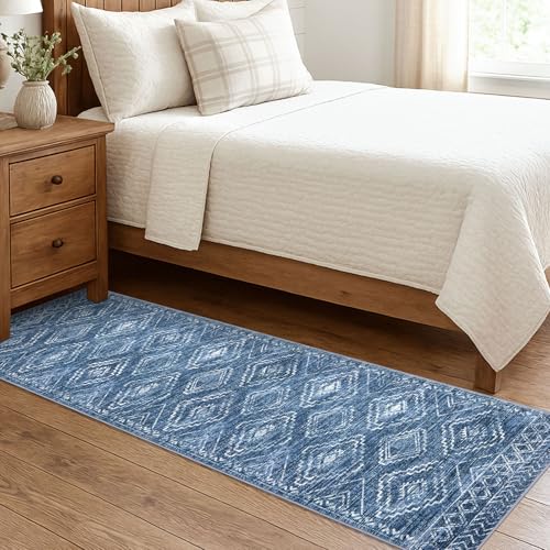 KILOCOCO Washable Runner Rug 2x7 ft Hallway Runners, Stonewashed Blue - color: Stonewashed Blue, size: 2' x 7' (Runner)