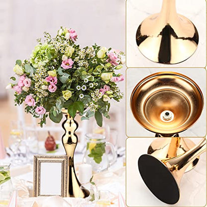 Sadnyy 16 Pcs Gold Metal Flower Vase, 12.6 Inch Wedding Table Centerpiece - color: Gold, size: 12.6 Inch