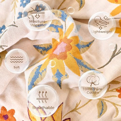 LUTBM Boho Throw Blanket for Bed 60"x80", All Season Cotton Couch Blankets - color: Flower-garden, size: 60"×80"