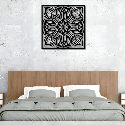 Metal Wall Decor | 17'' x 17'' x 0.05'' Mandala Art Themed Wall Decorations | Handmade Indoor and Outdoor Wall Art (17'' x 17'', Mandala, Black) - size: 17'' x 17'', style: Mandala