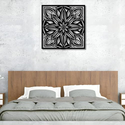 Metal Wall Decor | 17'' x 17'' x 0.05'' Mandala Art Themed Wall Decorations | Handmade Indoor and Outdoor Wall Art (17'' x 17'', Mandala, Black) - size: 17'' x 17'', style: Mandala
