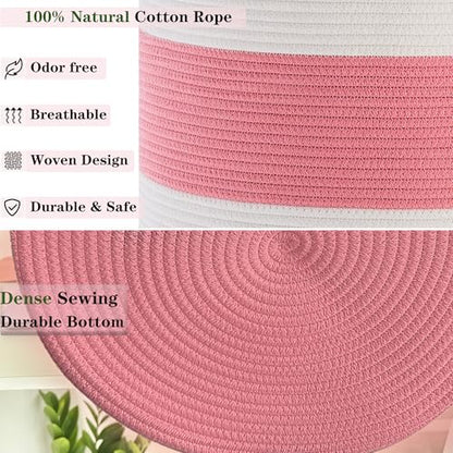 Pink Hamper for Nursery Baby Girls Laundry Basket 80L Large - color: Pink