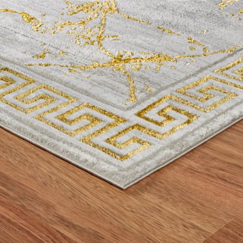 GLORY RUGS Area Rugs Marble 5X7 Cream Gold Carpet Modern Abstract Rug Living Room Dining Bedroom Rug - color: Cream, size: 5' x 7' (Rectangular)