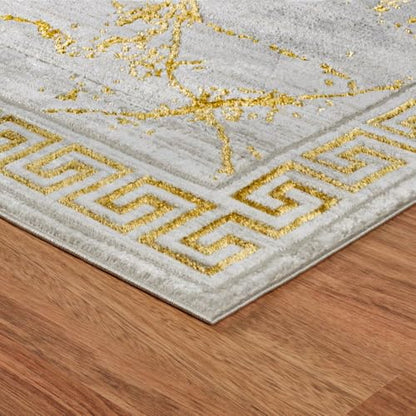 GLORY RUGS Area Rugs Marble 5X7 Cream Gold Carpet Modern Abstract Rug Living Room Dining Bedroom Rug - color: Cream, size: 5' x 7' (Rectangular)