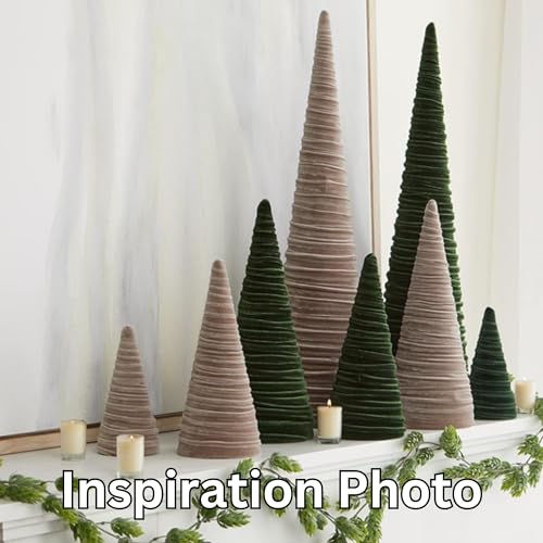 Your Heart's Content Velvet Trees Set of 4 Olive, Modern Mantle, Elegant Entryway, Green Valentine Tree Tabletop, Holiday Table Centerpiece, Cozy Gift for (Olive) - color: Olive