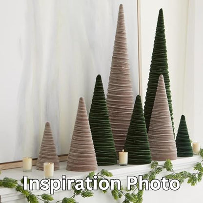 Your Heart's Content Velvet Trees Set of 4 Olive, Modern Mantle, Elegant Entryway, Green Valentine Tree Tabletop, Holiday Table Centerpiece, Cozy Gift for (Olive) - color: Olive
