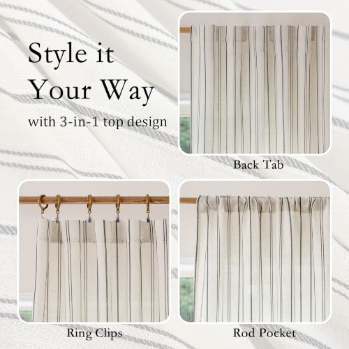 MYSKY HOME Black Striped Curtains 90 Inches Long for Living Room 2 Pieces - color: Black, size: 50"W x 90"L (Pack of 2)
