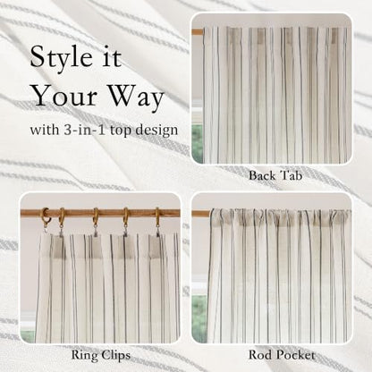 MYSKY HOME Black Striped Curtains 90 Inches Long for Living Room 2 Pieces - color: Black, size: 50"W x 90"L (Pack of 2)