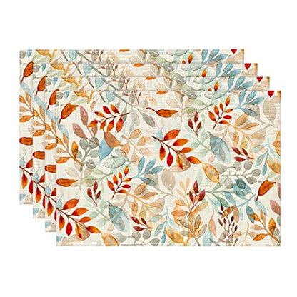 Artoid Mode Eucalyptus Fall Placemats Set of 4-12 x 18 Inch - size: 12" x 18", Rectangular Set of 4