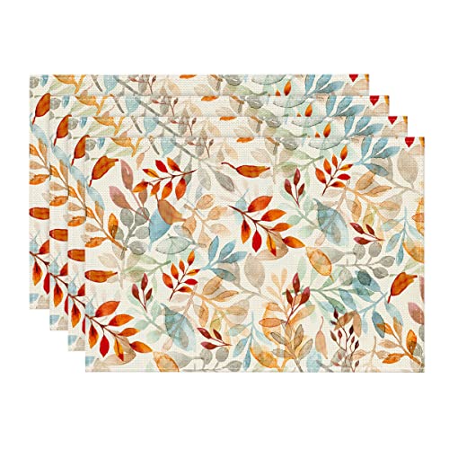 Artoid Mode Eucalyptus Fall Placemats Set of 4-12 x 18 Inch - size: 12" x 18", Rectangular Set of 4