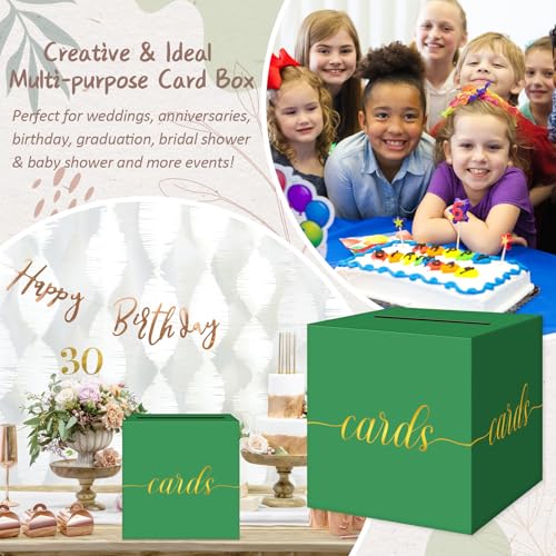 Elegant Green Graduation Card Box, Gold Foil Gift Card Box for Party - color: Z06 Green and Gold Foil