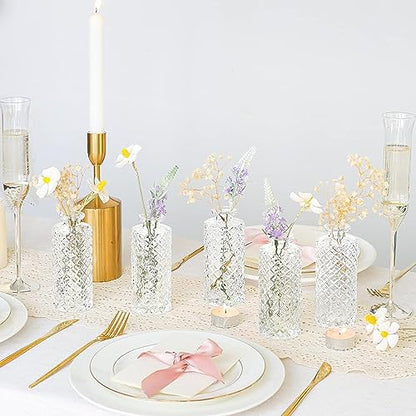 ComSaf Small Glass Bud Vases in Bulk, 12 Pack for Centerpieces, Clear - color: Clear, size: 12 Pcs