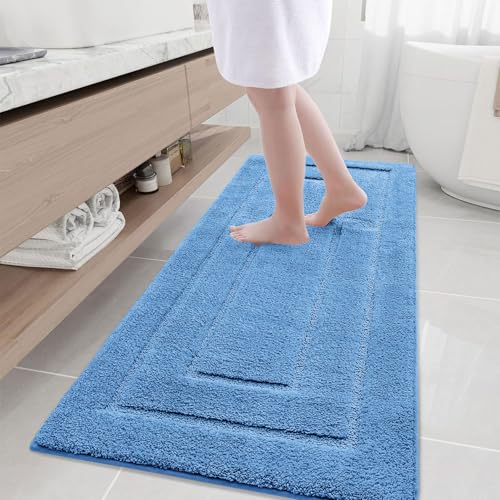 Buganda Microfiber Bathroom Rugs 70x24, Soft Shaggy Absorbent Bath Rugs - color: Blue, size: 70" X 24"