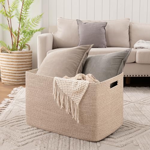 OIAHOMY 118L XXXLarge basket for storage, Oversized Blanket Basket Brown - color: Brown