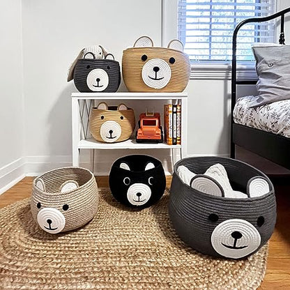 CherryNow Baby Basket for Gifts Empty, Cute Bear Design, Brown - color: Brown, size: 10.5"D x 8.5"H