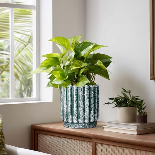 Ceramicfor Ceramic Flower Pot, 7.6 Inch, Green - color: Green, size: 7.6 Inch