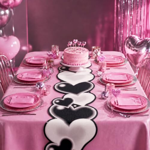 Preboun 2000S Heart Table Runner for Sock Hop Music Party Decorations - style: 2000S Heart
