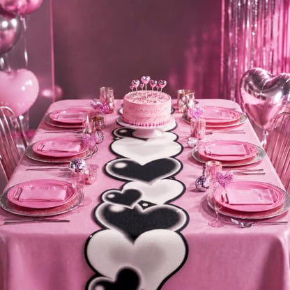 Preboun 2000S Heart Table Runner for Sock Hop Music Party Decorations - style: 2000S Heart