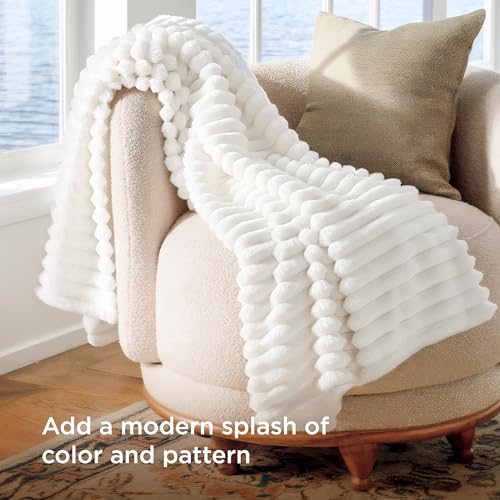 Bedsure Soft Cozy Throw Blanket for Couch Decor Gift Off White 50"x70" - color: Off White, size: Throw XL