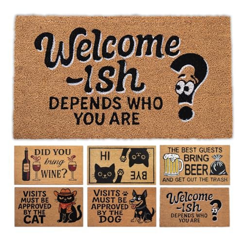 Funny Coir Door Mats Outside and Inside, Welcome, 17 x 30 in - color: Welcome