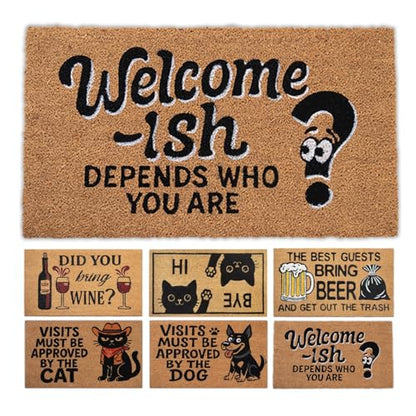 Funny Coir Door Mats Outside and Inside, Welcome, 17 x 30 in - color: Welcome