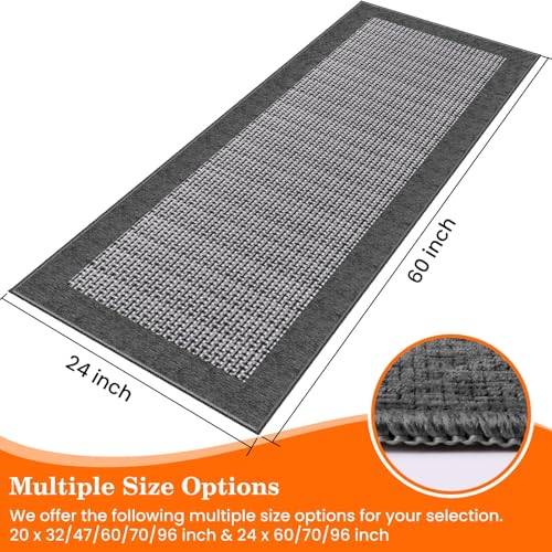 StepRite Kitchen Rugs, Kitchen Mats for Floor, 60"x24" Non-Slip Machine-Washable Kitchen Throw Rug, Absorbent Runner Rugs Office, Sink Standing Desk Mat, Decor Carpet, Grey - color: Grey, size: 60"x24"