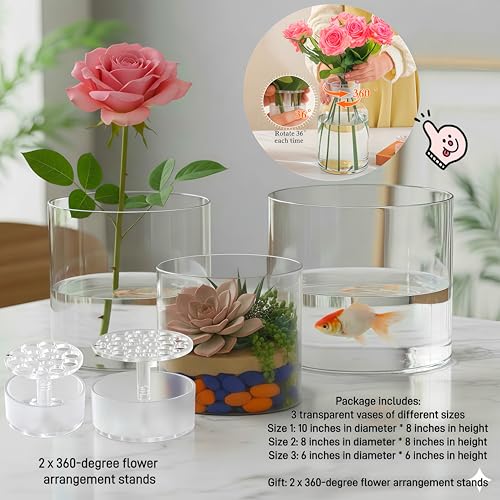 Liotww Unbreakable Acrylic Clear Vase, Wide Mouth Cylinder Plastic Vase - color: XL 3 Clear-e
