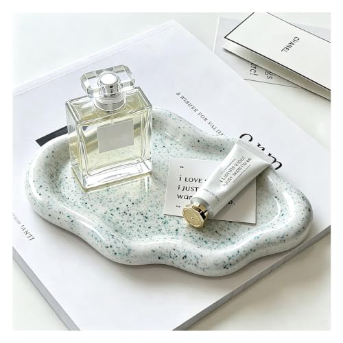 Jewelry Tray for Women, Cloud Shape Ceramic Trinket Dish, Jewelry Organizer Storage Holder for Ring Earring Bracelet Necklace, Ring Tray (Stone Green) - color: Stone Green