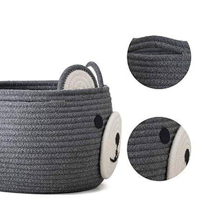 CherryNow Baby Basket for Gifts Empty, Cute Bear Design, Grey - color: Grey, size: 10.5"D x 8.5"H