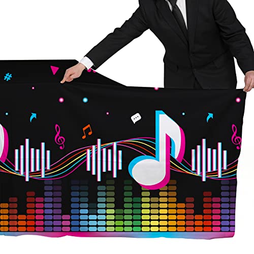 Gatherfun Music Party Disposable Tablecloth, Plastic Table Cover for Music Themed Birthday Party, 3 PCS, 54”x108” - style: Music