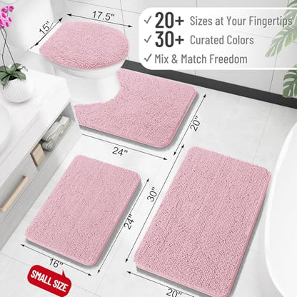 OLANLY Toilet Rugs U-Shaped 20x20, Soft Absorbent Chenille Contour Rugs - color: Dusty Rose, size: 20" X 20" Contour Rug