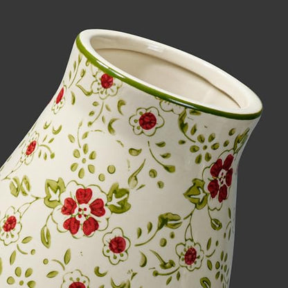 Green Chinoiserie Ceramic Vase, 11 Inch Tall - color: Green, size: 11 inch