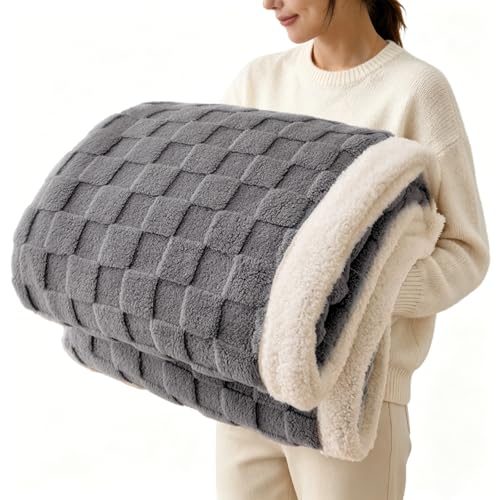Gracelife Sherpa Throw Blanket for Couch, Flannel Cozy Soft Thick Blanket for Bed - Fleece, Grey, 60x80 Inches - color: Grey, size: 60"*80"